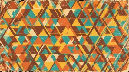 Retro geometric pattern with distressed vintage texture, modern abstract design for backgrounds