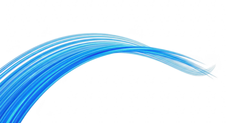 Abstract swirl of bright blue light trails against a deep black background