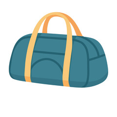 Vector illustration of sports gym bag with handles in flat cartoon doodle style isolated on white.