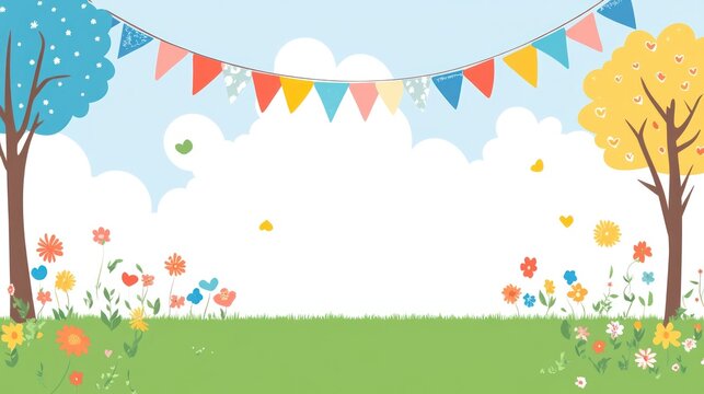 Colorful party landscape illustration