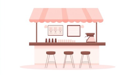 Simple outdoor cafe bar illustration