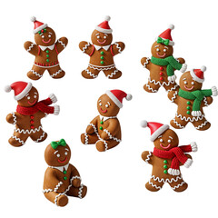 Three Festive Gingerbread Men Cookies Decorated for Christmas