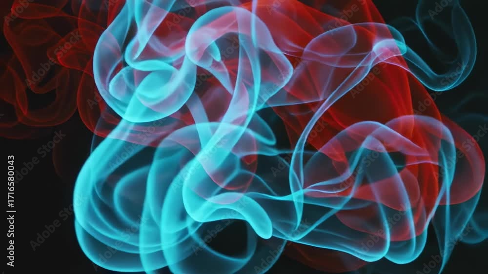 Poster abstract smoke background animation loop red and blue colorful motion graphics visual effect 4k