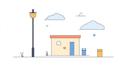 Simple building illustration outdoor scene