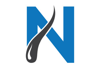 Intel latter N with hair treatment logo design concept