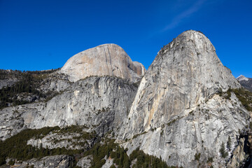 Scenic rock face of mountains 