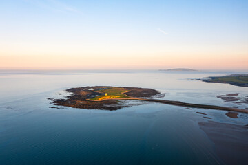 Blue Hour Aerial of Shenick Island and Martello Tower, Skerries Coast	