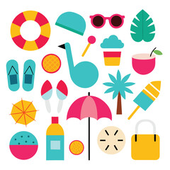 colorful summer vector design icon set 