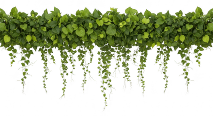 Lush green cascading foliage reflected on a dark surface creating a symmetrical natural pattern