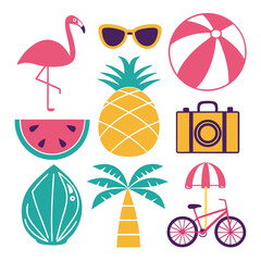 colorful summer vector design icon set 