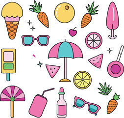 colorful summer vector design icon set 