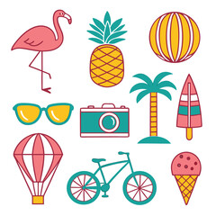 colorful summer vector design icon set 