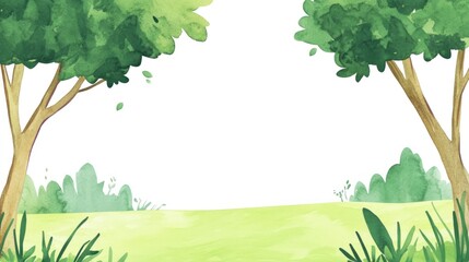 Springtime meadow landscape illustration