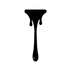 Stylized Image of Dripping Liquid in Black Silhouette on White Background