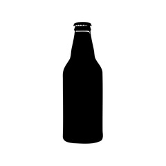 Silhouette of a closed beer bottle on white background, isolated image