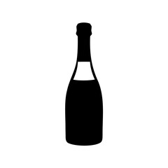 Black and white graphic depiction of a bottle of wine or champagne