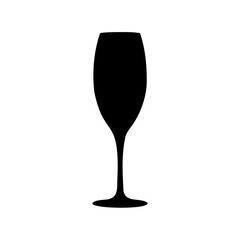 Elegant black silhouette of a champagne flute glass for celebrations and toasting