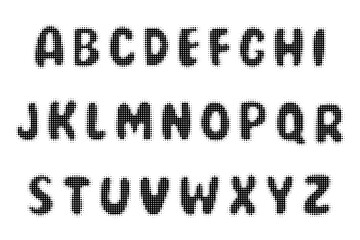 Vector alphabet with halftone gradient effect, bold retro typography design for poster, sticker, or modern layout. © Colomba Rossa