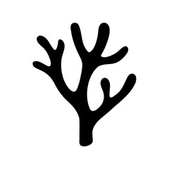 Obraz premium Simple black silhouette of coral against a white background for design needs