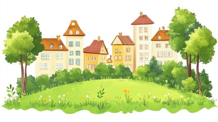 Charming european town illustration