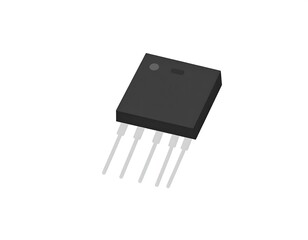 A simple, black electronic component with several connecting pins is illustrated against a plain white background.