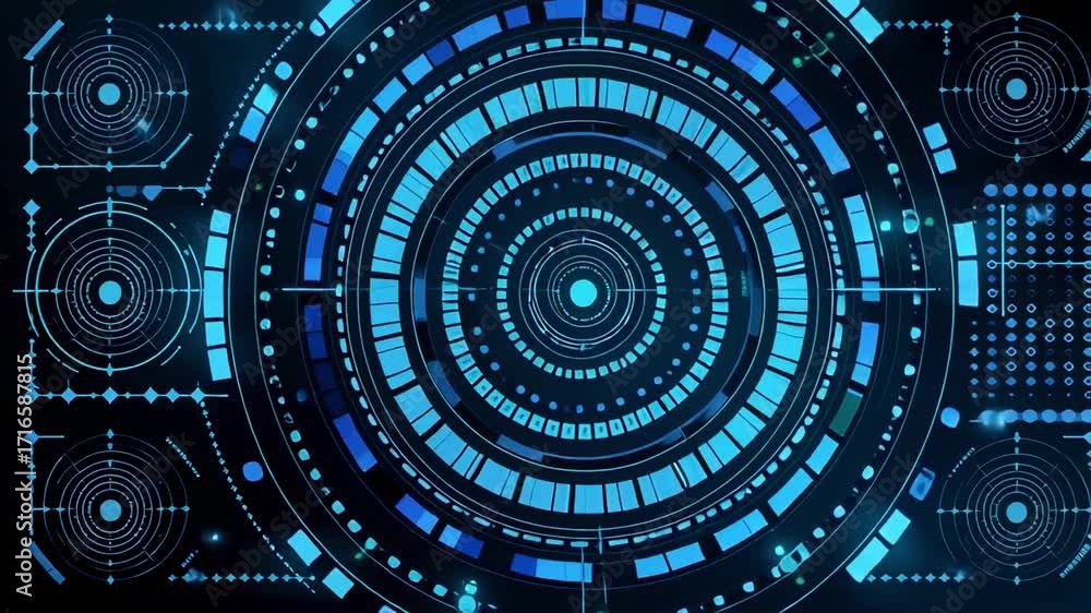 Poster blue futuristic hud interface digital technology background animation design element