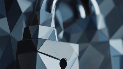 Modern secure digital lock abstract background with geometric shapes and metallic finish for technology concepts