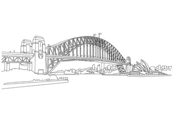 Fototapeta premium Harbour Bridge one line drawing