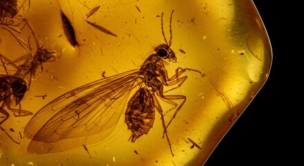 biting midge, preserved in amber