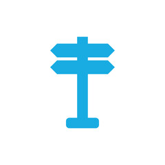 Obraz premium Blue directional signpost with four arrows on white background