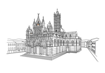 Fototapeta premium Cripta del Duomo in Siena one line drawing