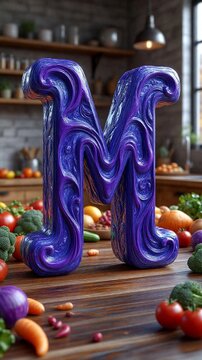 letter "M", 3d letters, letter, alphabet, alphabet letters, art letter, art, illustration, illustrative letter