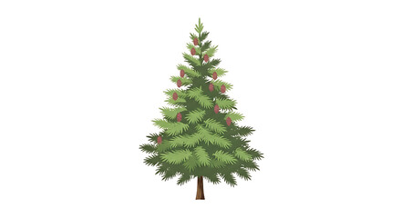 Detailed Watercolor Illustration of a Lush Green Evergreen Fir Tree.