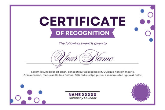 Certificate of Recognition A Formal Template for Acknowledging Achievements and Dedication