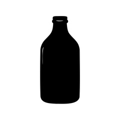 Black silhouette illustration of a vintage style jug bottle on white background