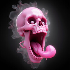 angry pink ghost skull