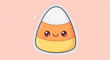Obraz premium Candy corn with happy face, pastel kawaii style sticker