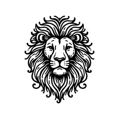 Vector vintage hand drawn vector of lion head logo icon illustration