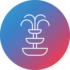 Fountain Line Gradient Circle Background Icon