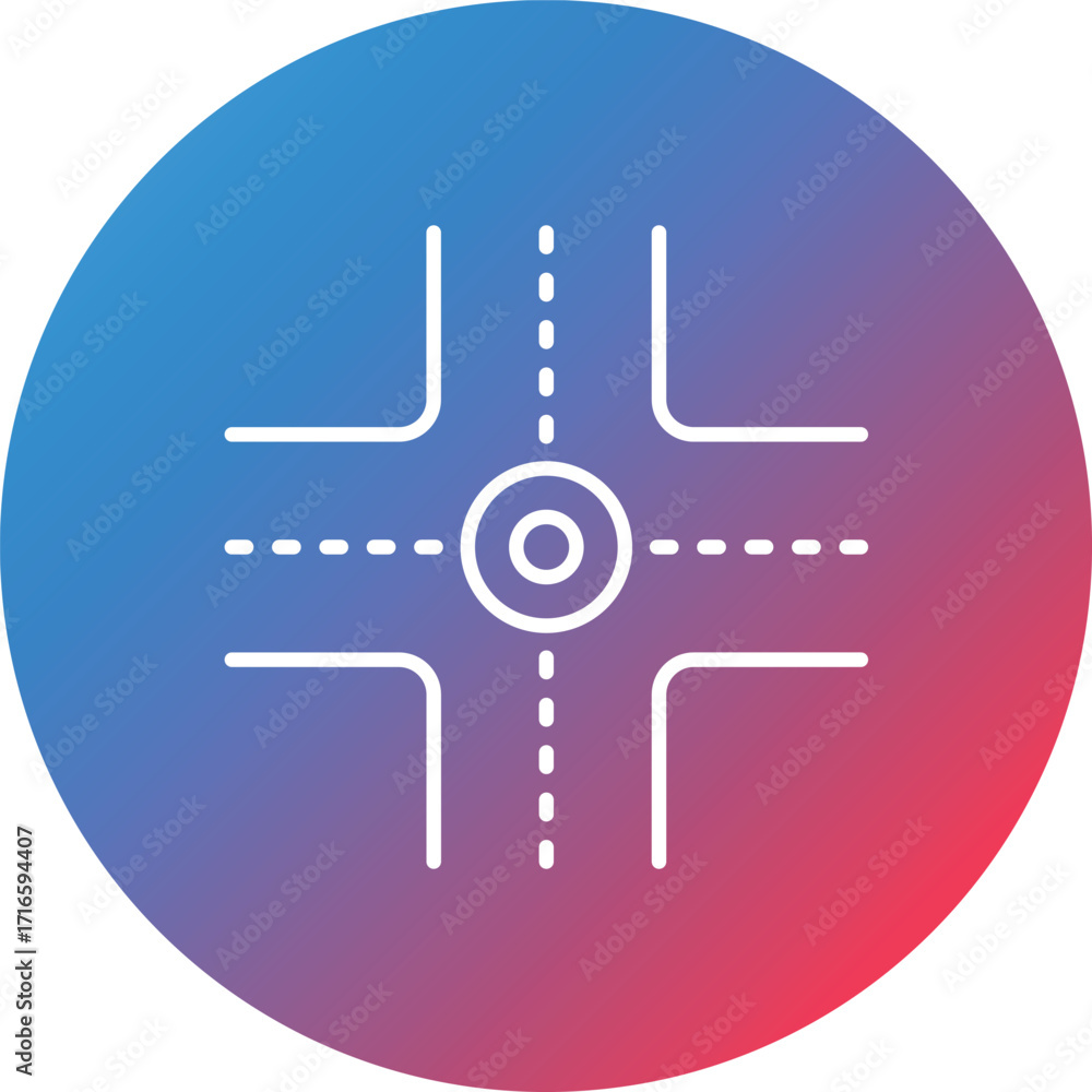 Poster four way intersection line gradient circle background icon