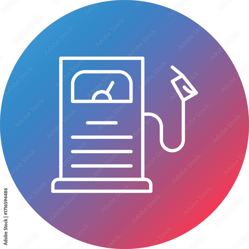 Poster gas station line gradient circle background icon
