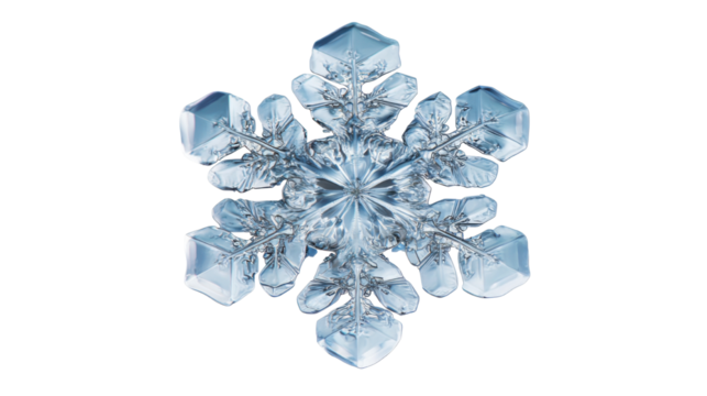 A beautiful blue snowflake isolated on white background