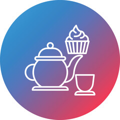Afternoon Tea Line Gradient Circle Background Icon