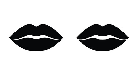 Two stylized black lips are presented on a plain white background