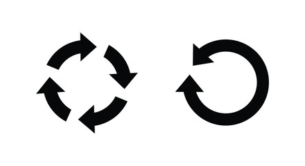 Two contrasting circular arrow designs presented in simple black and white
