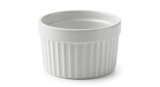 Empty ramekin isolated on white backdrop 