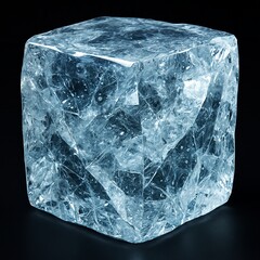 Massive transparent glacier ice block