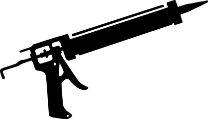 Caulking gun applicator construction tool silhouette vector illustration
