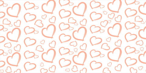 Cute love heart seamless pattern illustration. Cute romantic pink hearts background print. Valentine's day holiday, romantic wedding design.