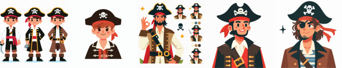 vector of young man in pirate costume